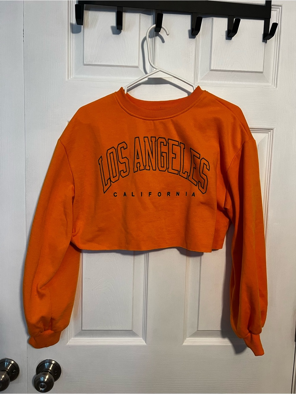 SHEIN Los Angeles Cropped Sweatshirt - Orange